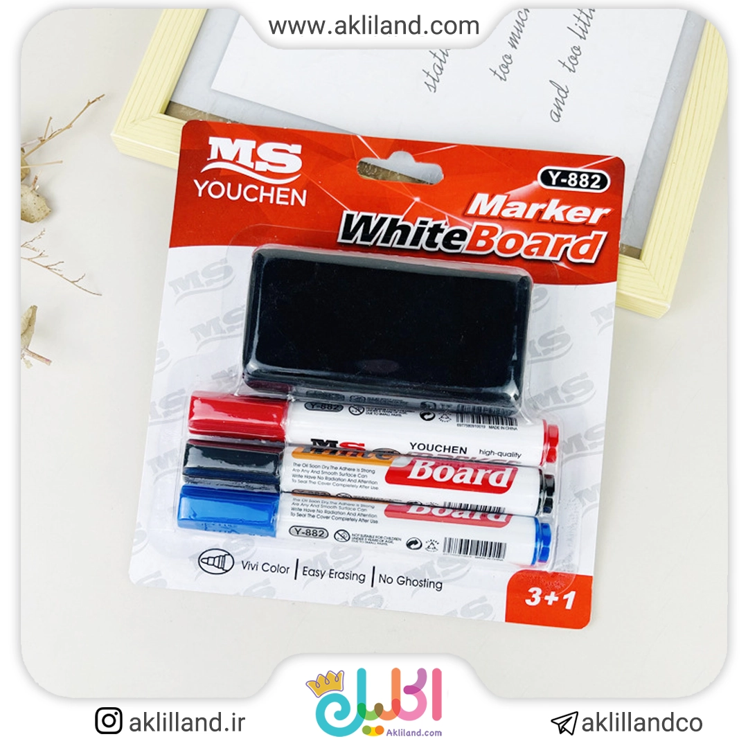 ست ماژیک وایت برد و تخته پاک کن