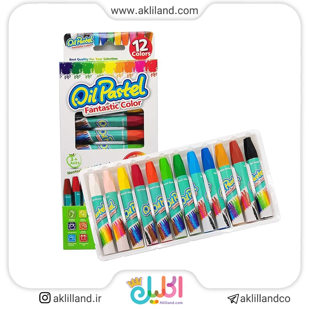 مداد شمعی ساده 12 رنگ