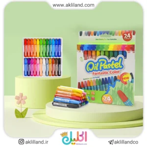مداد شمعی 24 رنگ ساده