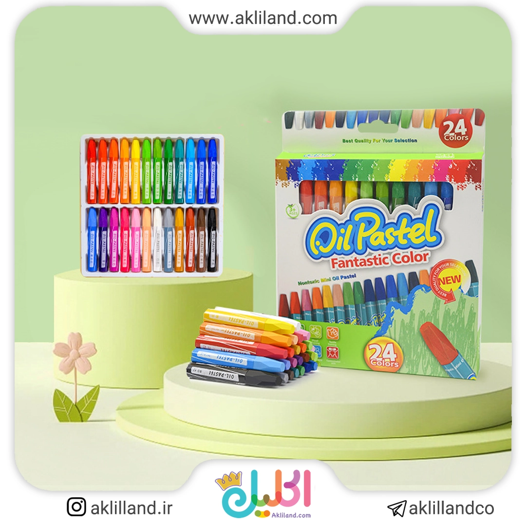 مداد شمعی 24 رنگ ساده