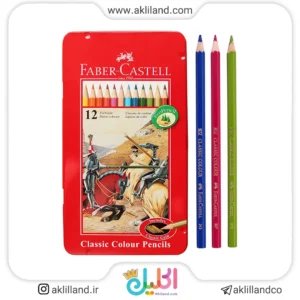 مداد رنگی 12 رنگ جعبه فلزی فابر کاستل