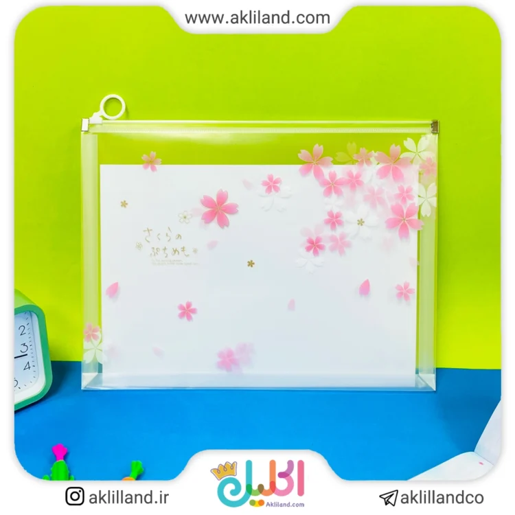 کاور A4 زیپ دار طرح گلبرگ (مدل رندوم)