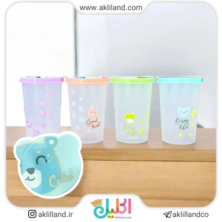 لیوان پلاستیکی درب دار (مدل رندوم)