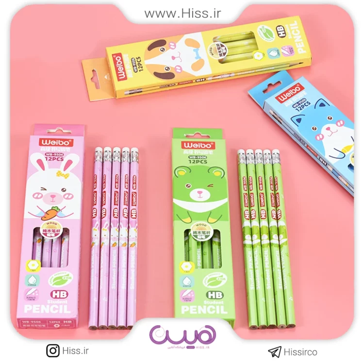 مداد پاک کن دار weibo HB – بسته 12 عددی